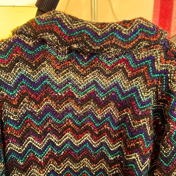 SALE! Deal!! Vtg 80s 90s FABULOUS Oversized Zigzag Sweater Coat Jacket Cardigan - Picture 4 of 4